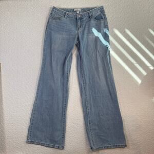 Austin Landing womens denim pearl trim wide leg pants size 9 western trendy